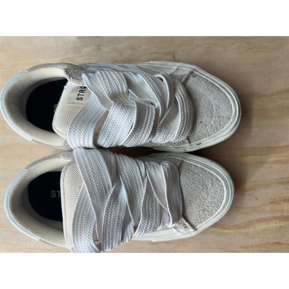 Straye Logan Bone Hairy Suede Flame Skate Shoes Mens 6 Fat Laces Low Top Sneaker